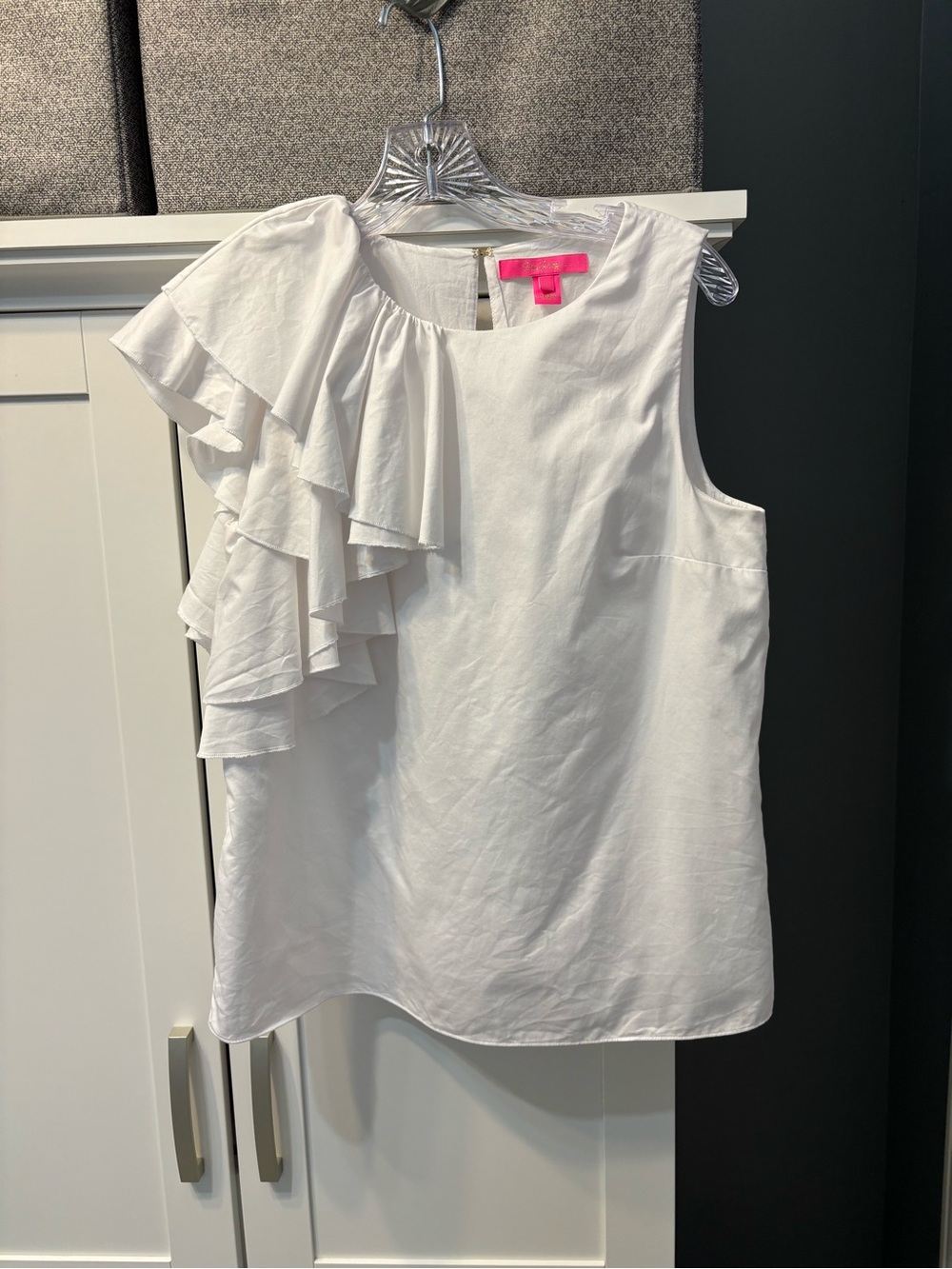 Lilly Pulitzer Deirdre Flounce Top in Resort White Size S NWOT Coastal Chic Cool